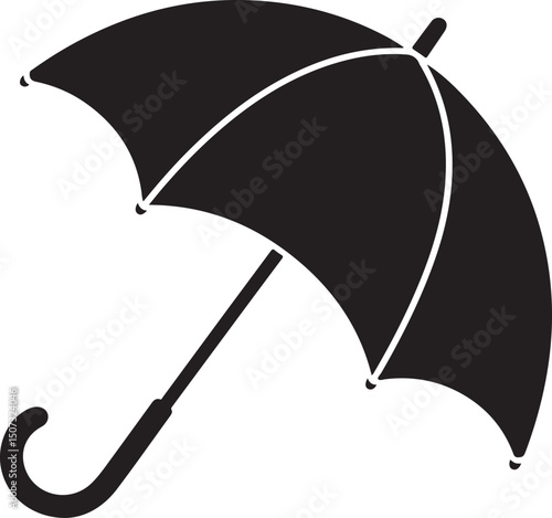 Umbrella in the Rain: A monochromatic artistic depiction of an umbrella shielding from a downpour, emphasizing protection and weather-related elements.