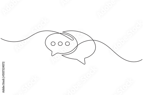 Speech bubble continuous one line art drawing dialogue speech bubble vector illustration