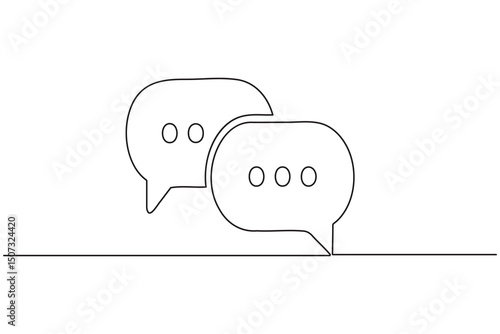 Speech bubble continuous one line art drawing dialogue speech bubble vector illustration