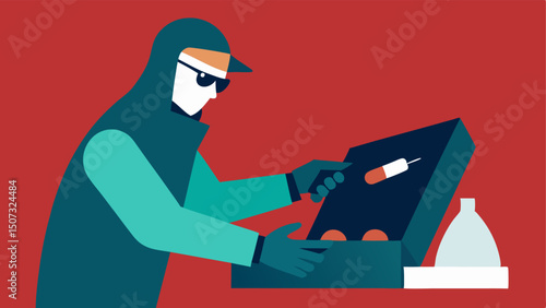 Bullet Evidence Pack Illustrate the expert carefully handling a pack of bullet evidence demonstrating proper evidence gathering techniques in a secure environment.