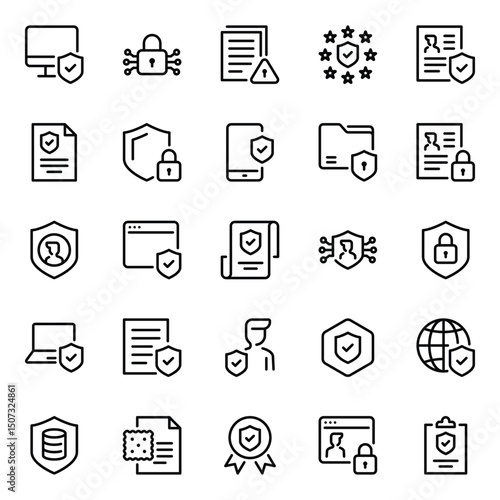 Outline icons set for Privacy policy