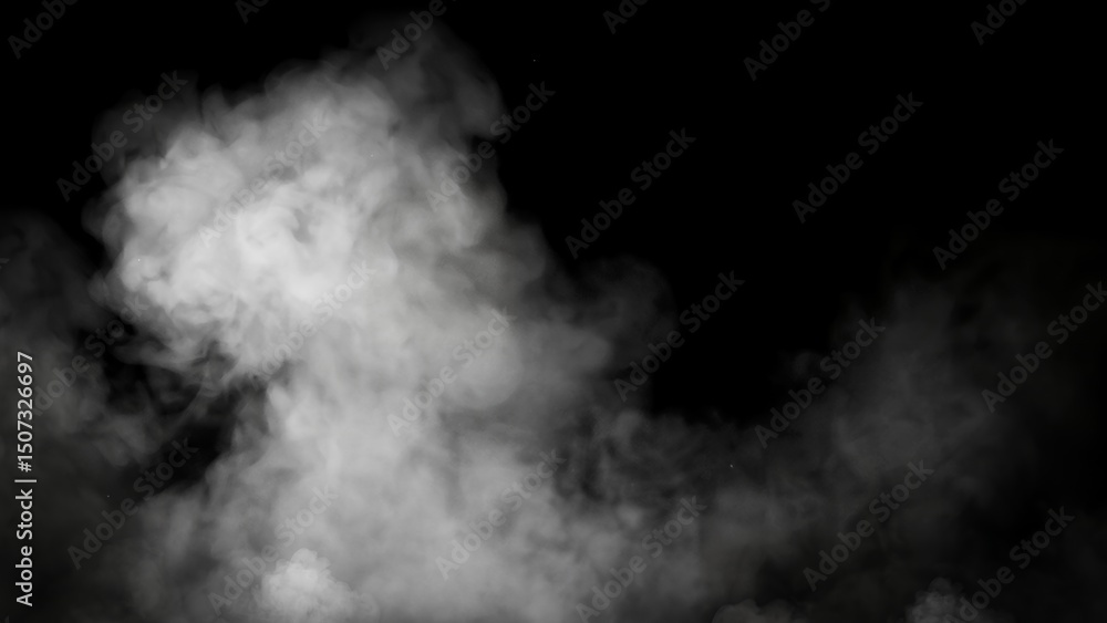 Naklejka premium Abstract blurred smoke misty fog on isolated black background. Texture overlays. Paranormal mystic smoke, clouds for movie scenes