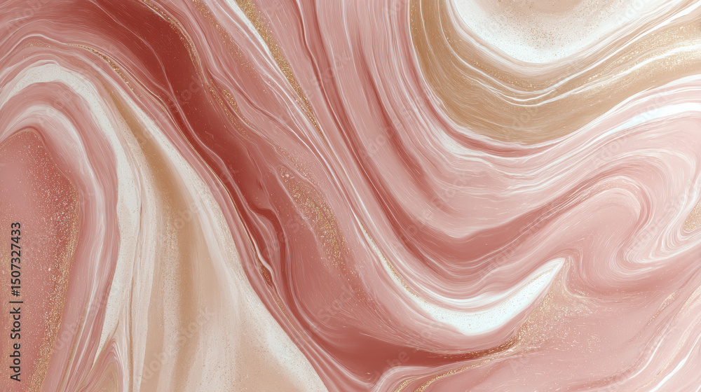 Elegant marbling design in vivid rose, champagne, and creamy apricot hues flowing beautifully in an artistic display Elegant marbling design in vivid rose, champagne, and creamy apricot hues flowing beautifully in an artistic display