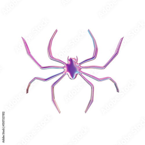 3d render of chrome shape y2k inspired spider