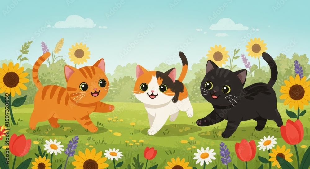 Naklejka premium illustration of cats playing