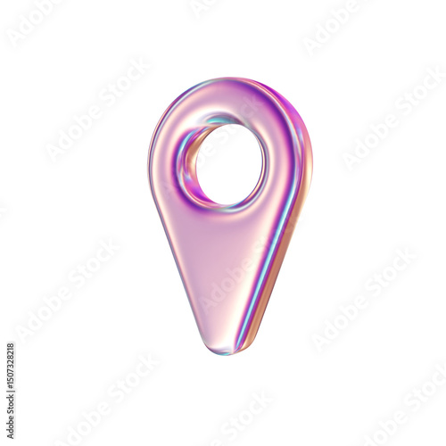 3d render of chrome shape y2k inspired location pin