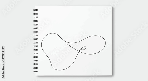Abstract line drawing on a spiral bound sketchbook