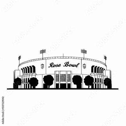 A detailed illustration of an impressive, iconic stadium. It stands as a symbol of sports, culture, and community