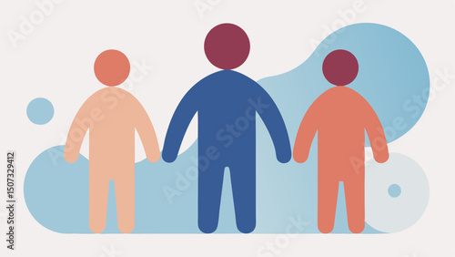 Family Support Two abstract figures in the background holding hands for support depicting that the witness has family members present rendered in soft muted colors.