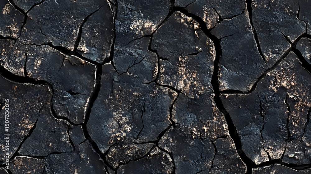Fototapeta premium Charred wooden surface showing deep cracks, great for visual storytelling, old-world textures, and organic-themed art.