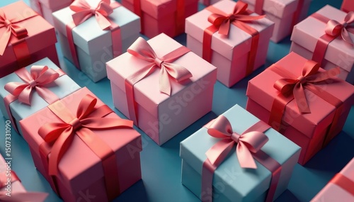 Elegant ribbon-tied gift boxes, repeating pattern, repeat, luxury, simple