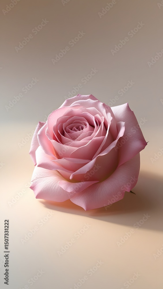 Beautiful single pink rose bloom with water droplets, a romantic gift of nature's beauty Beautiful single pink rose bloom with water droplets, a romantic gift of nature's beauty