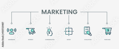 Marketing set icon with modern green concept