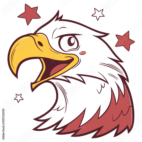 Cartoon Eagle Emoji with Sharp Eyes and Beak
