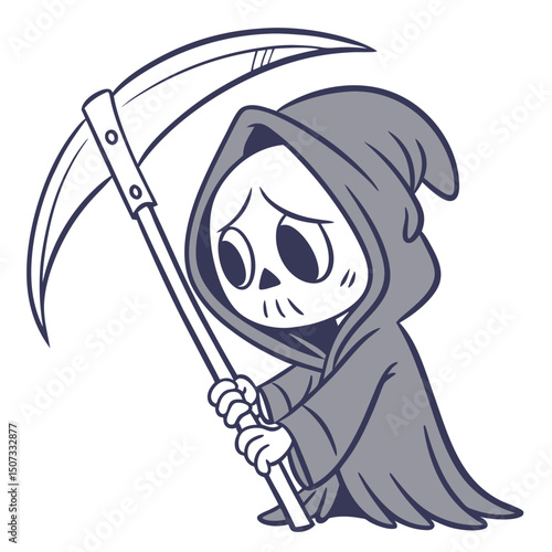 Death Emoji with Ghostly Expression and Shadows 