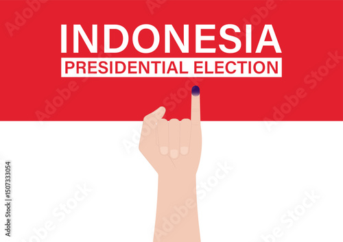 Little Finger with Purple Ink. Election in Indonesia. Election Concept. Vector Illustration.