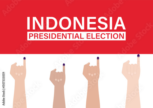 Little Finger with Purple Ink. Election in Indonesia. Election Concept. Vector Illustration.