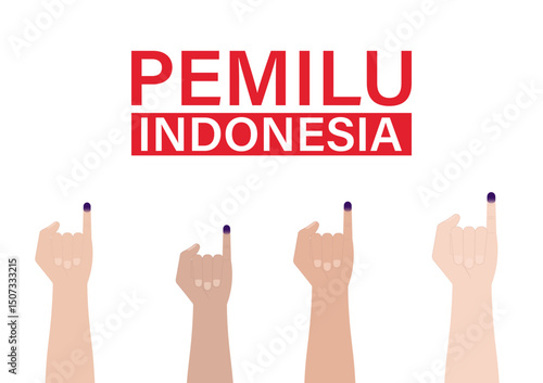 Little Finger with Purple Ink. Election in Indonesia. Election Concept. Vector Illustration.