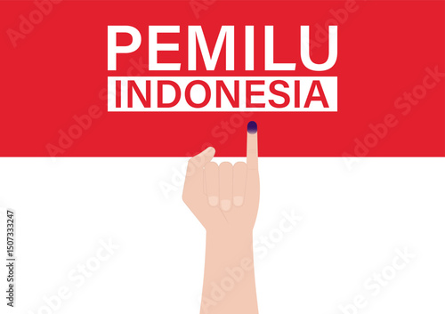 Little Finger with Purple Ink. Election in Indonesia. Election Concept. Vector Illustration.