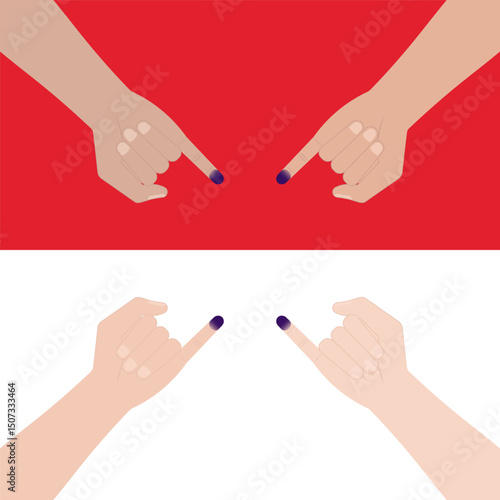 Little Finger with Purple Ink. Election in Indonesia. Election Concept. Vector Illustration.