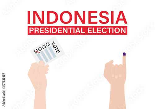 Little Finger with Purple Ink. Election in Indonesia. Election Concept. Vector Illustration.
