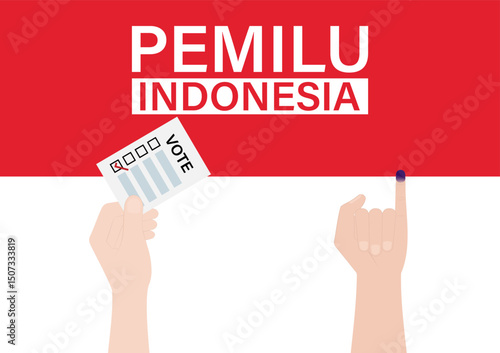 Little Finger with Purple Ink. Election in Indonesia. Election Concept. Vector Illustration.
