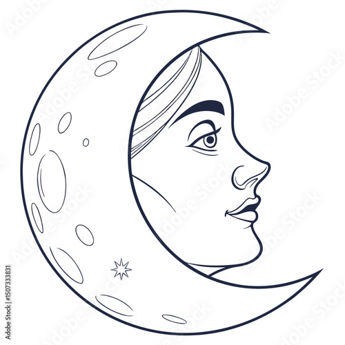 Outlined Waning Gibbous Moon Emoji with Subtle Detail

