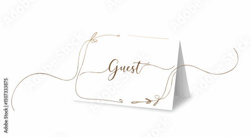 Elegant Guest Place Card with Delicate Calligraphy and Rustic Design. This place card evokes a sense of refined hospitality and warmth. The design is simple yet inviting