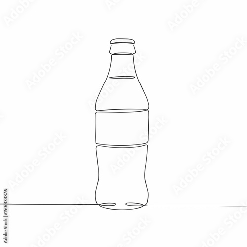 A minimalist line drawing of a classic soda bottle, capturing its iconic shape in a continuous stroke