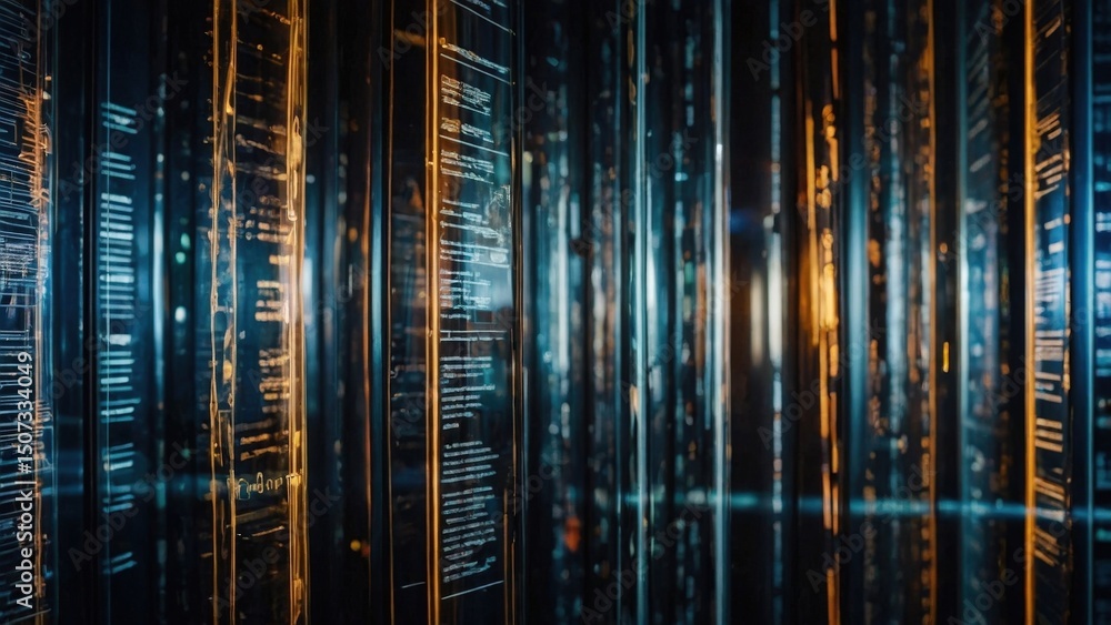 Obraz premium Digital data streams create a futuristic landscape in abstract technology environment