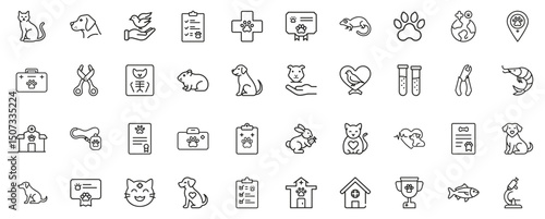 A vector set of line art style petrelated icons
