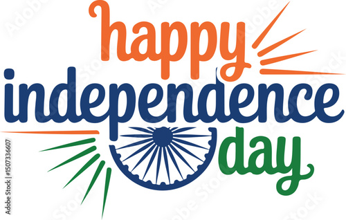 indian independence day typography ashoka chakra