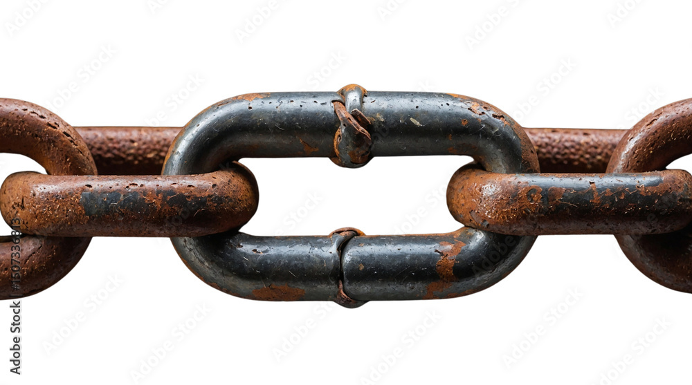 Fototapeta premium Rusty Chain Links with Chipped Paint and Flake