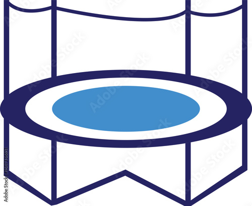 Trampoline with safety net for jumping and playing vector illustration