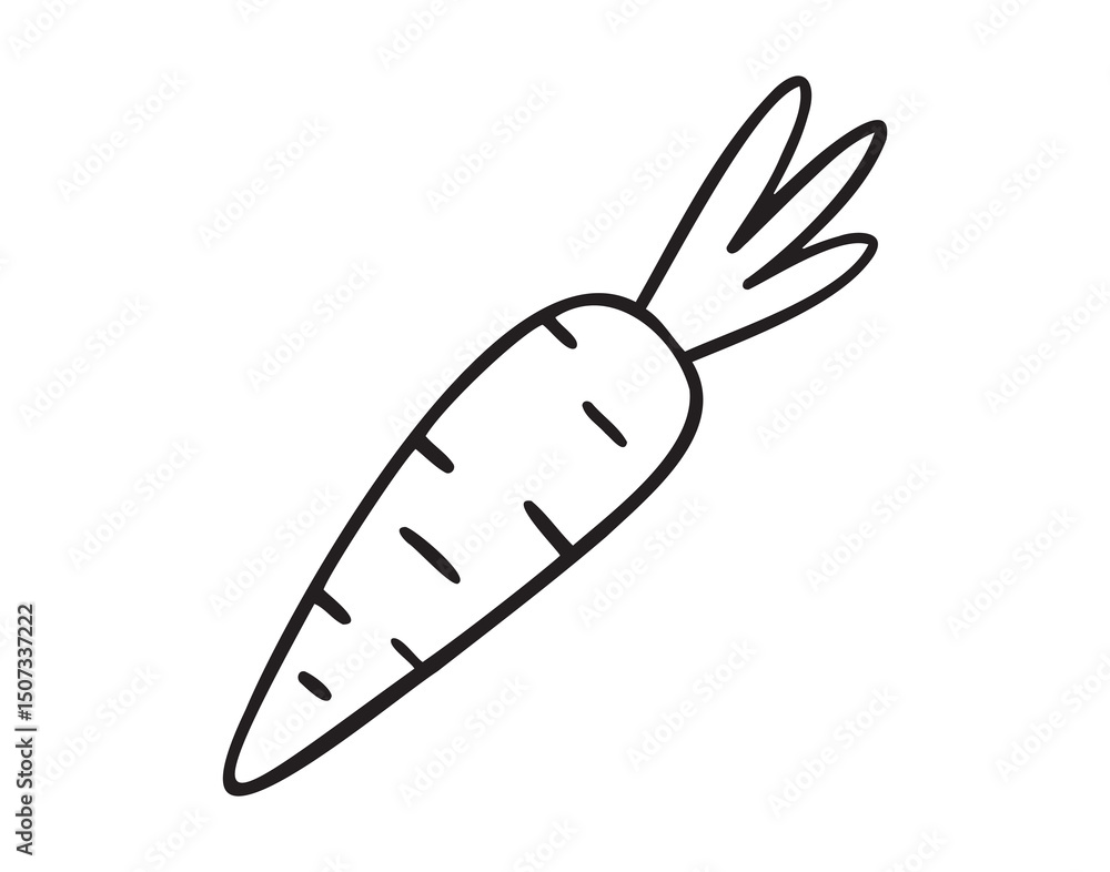 Obraz premium carrot icon doodle hand drawn. Outline carrot line drawing clipart symbol