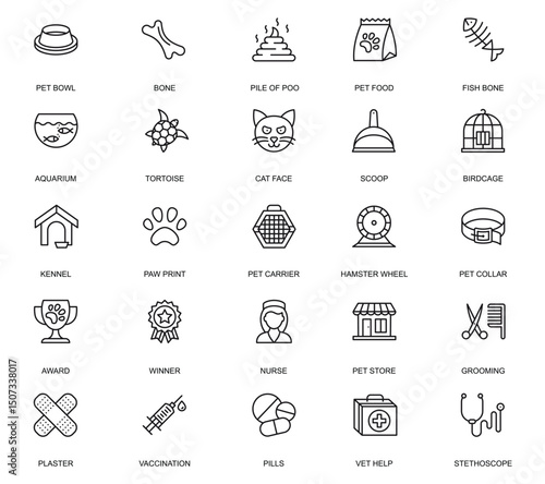 Icons of petrelated items food toys accessories care