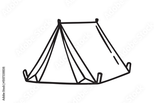 Camping tent icon doodle hand drawn. Outline line drawing clipart symbol