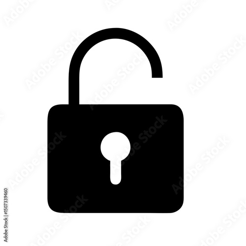  Unlock Icon – Open Padlock for Access & Freedom: Icon of an open padlock symbolizing access, unlocked security, and freedom. Great for real estate, technology, and business access themes.