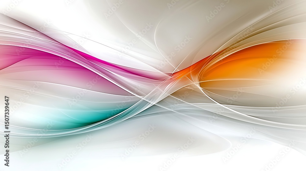 Naklejka premium Abstract flowing shapes with bold, vibrant colors like orange, pink, and teal, swirling and merging in smooth, curving motions to create a sense of movement