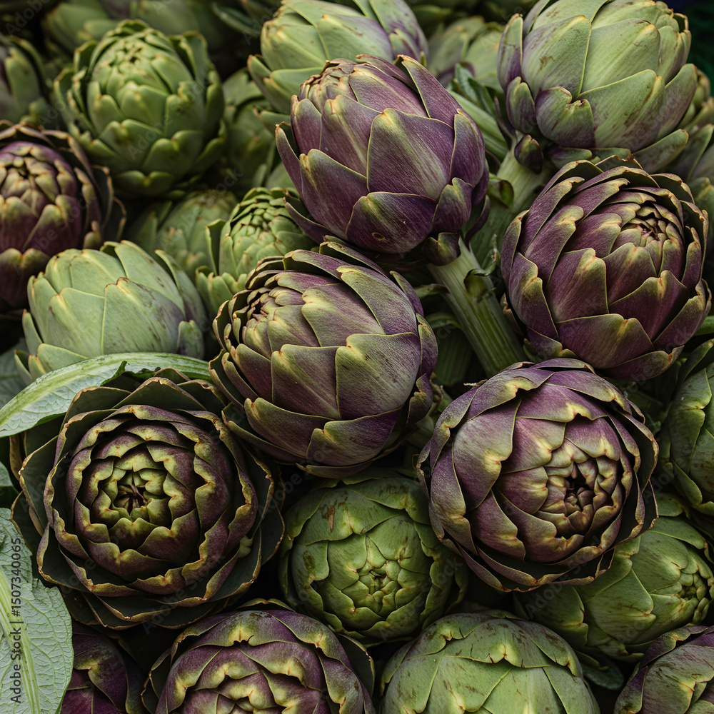Vibrant Artichoke Harvest CloseUp View of Fresh Produce Vibrant Artichoke Harvest CloseUp View of Fresh Produce