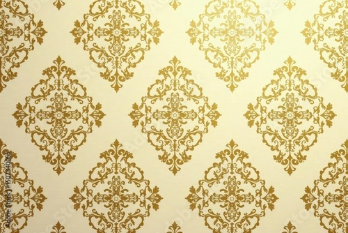 Intricate floral damask pattern in elegant beige and gold hues , damask, beige