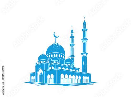 Silhouette of a mosque in Istanbul with its dome and minaret