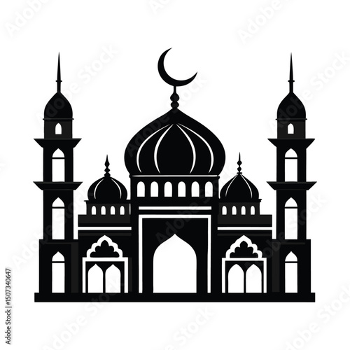 Taj Mahal vector silhouette illustration, an iconic  travel landmark building