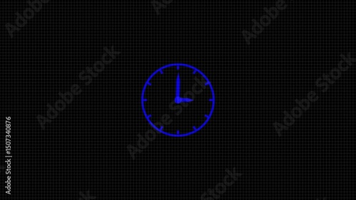 Abstract neon line Clock 24 hours icon on dark background. All day cyclic icon. 24 hours service symbol. 24 hours a day and 7 days a week animation