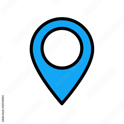 Free Download Location pin map marker icon drawing vibrant blue thick black outlines flat vector - GFXLoad