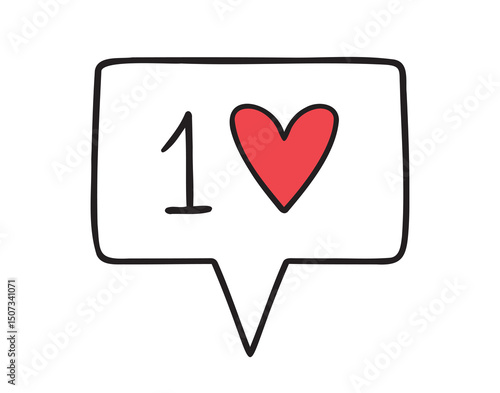 like and heart icon doodle hand drawn. Outline line drawing clipart symbol