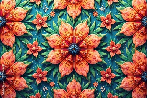 Intricate floral design, repeating seamlessly , blossom, paisley