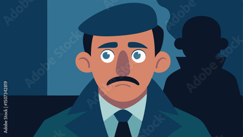 Facial Expressions Closeup of a suspects face showing anxiety and guilt as they speak with a detectives serious expression in the background emphasizing the tense moment.