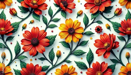 Intricate floral pattern, repeating seamlessly , texture, tileable, print