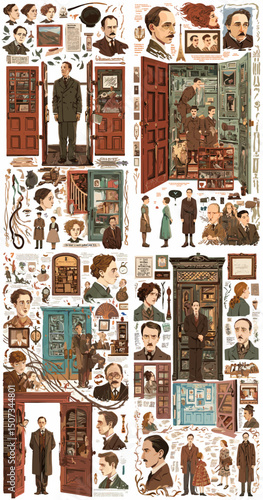 The Collector's Legacy: A captivating illustration showcases the meticulous collection of an individual, with artifacts, portraits, and other treasures arranged in a detailed and organized fashion.